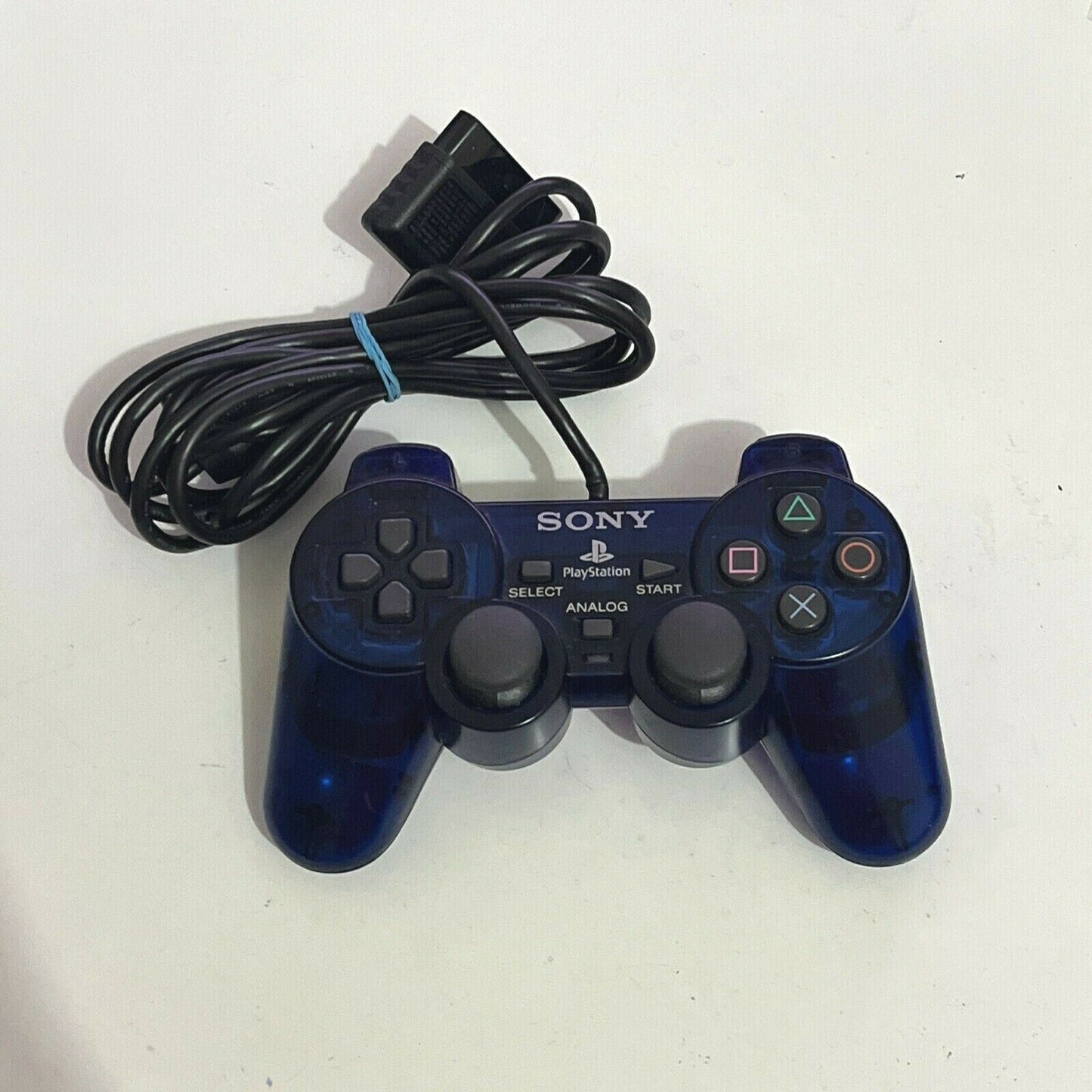 Genuine Official Sony DualShock 2 PS2 Controller Transparent Dark Blue *Rare