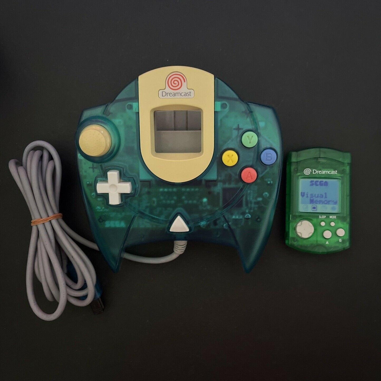 Sega Dreamcast Controller & VMU Memory Card HKT-7700 Transparent Green HKT-7000