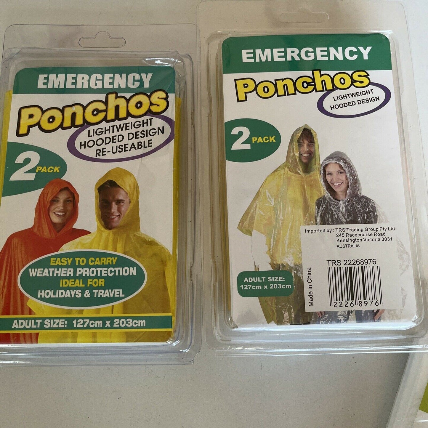 *NEW* 5x Emergency Ponchos Lightweight Hooded and Re-usable