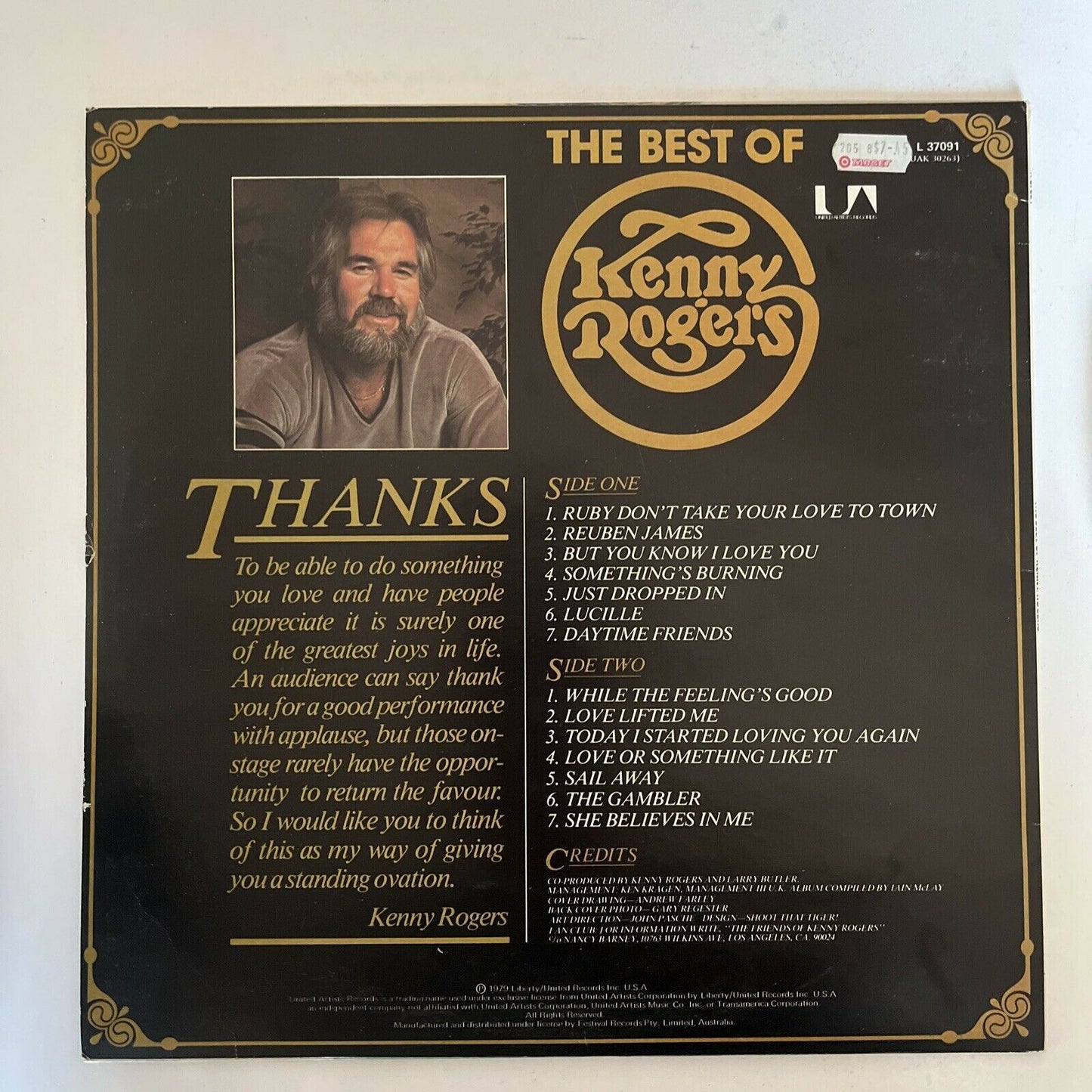 The Best Of Kenny Rogers Vinyl Record 1979 Records