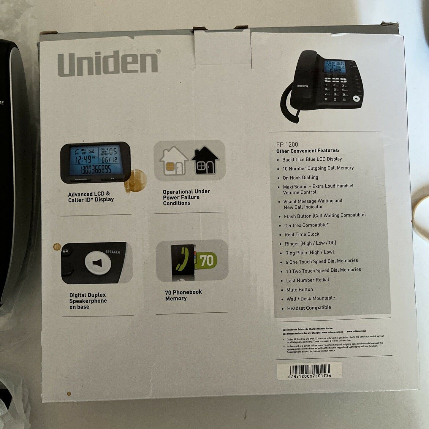 Uniden FP1200 Corded Phone with Loud Speaker LCD Screen Phonebook. NBN Compatibl