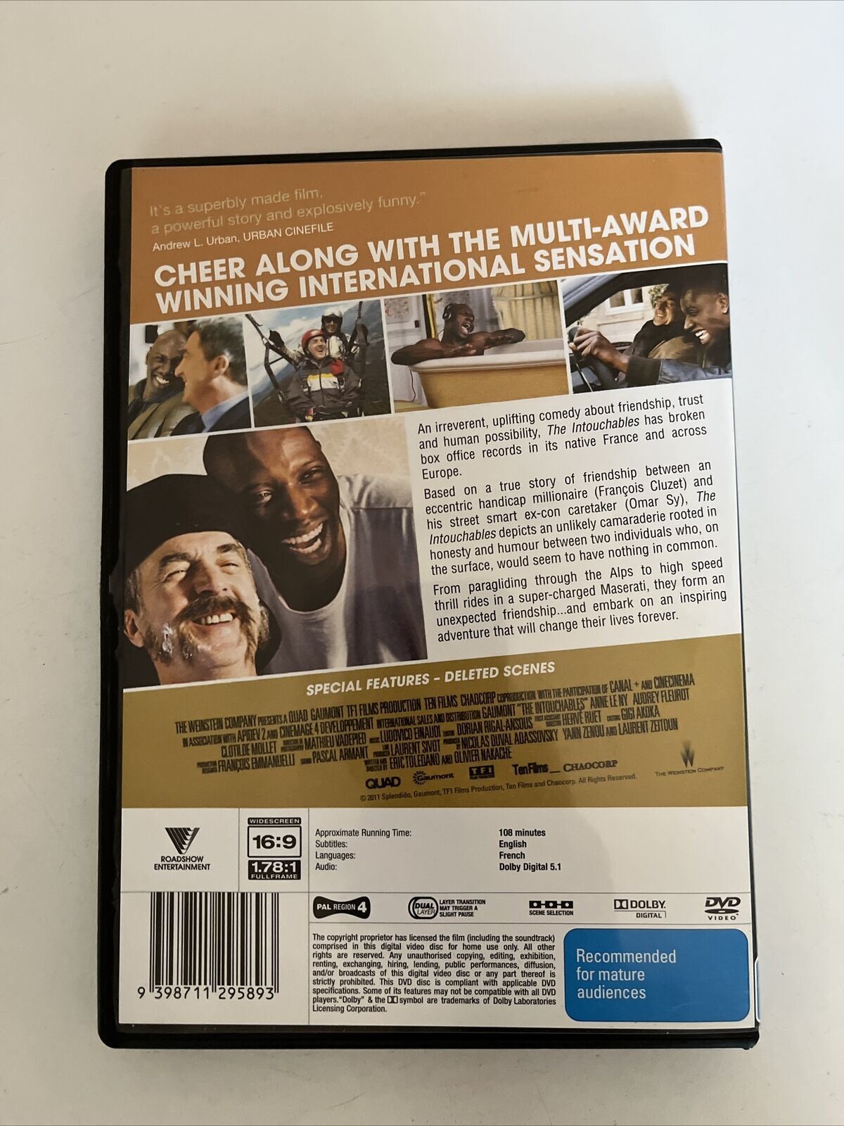 The Intouchables (DVD, 2011) François Cluzet, Omar Sy - French Film. Region 4