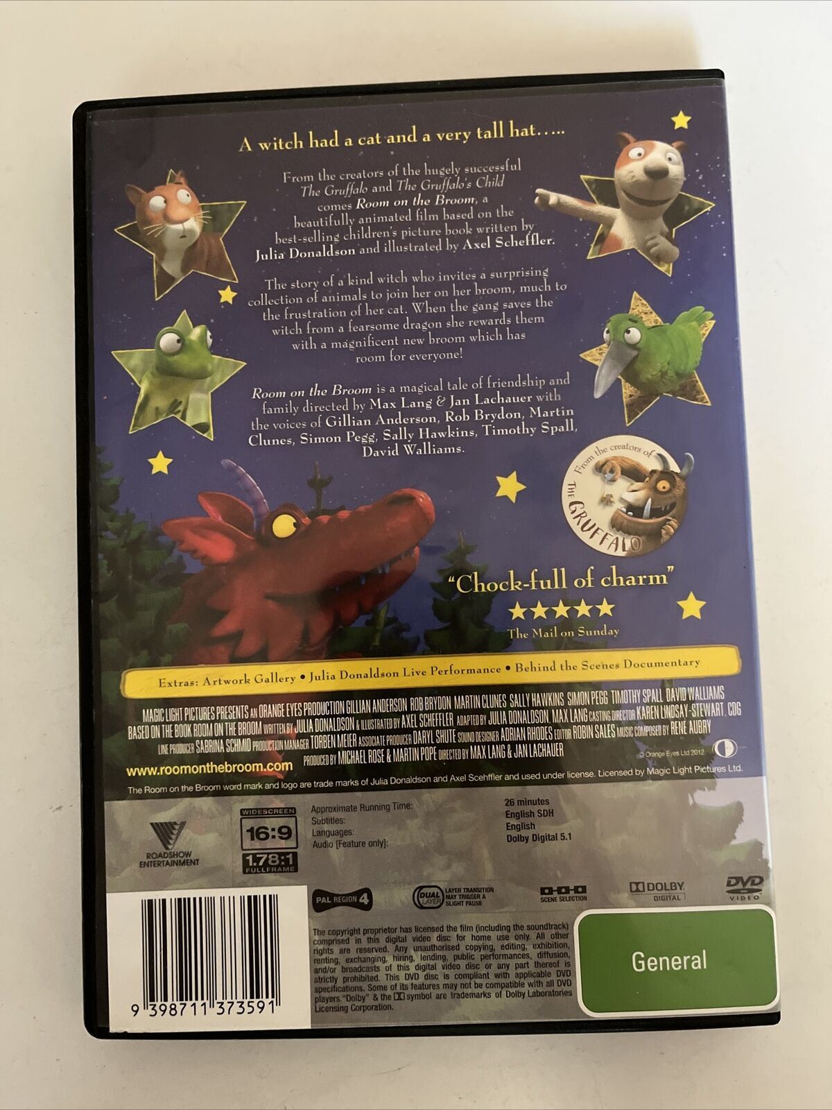Room On The Broom (DVD, 2012) Simon Pegg, Gillian Anderson. Region 4