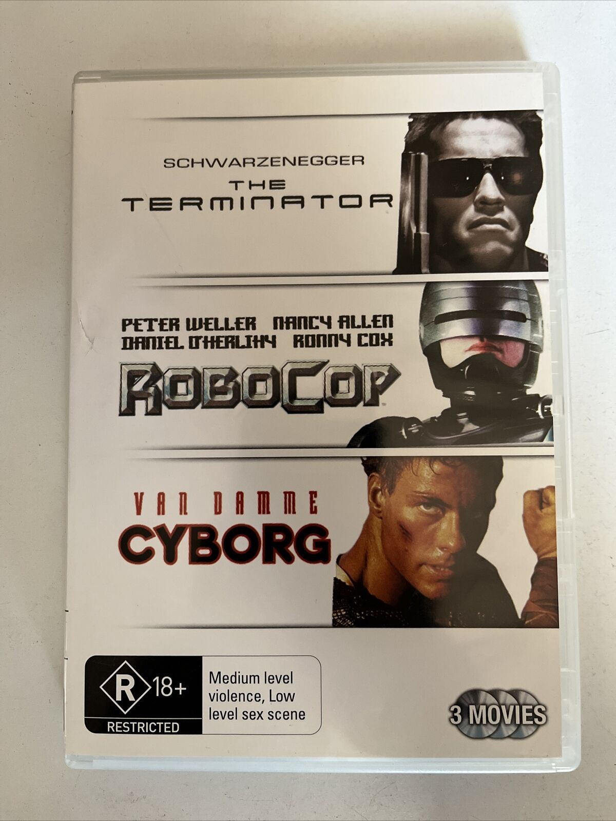 The Terminator / Robocop / Cyborg (DVD, 3-Disc) Arnold Schwarzenegger. Region 4