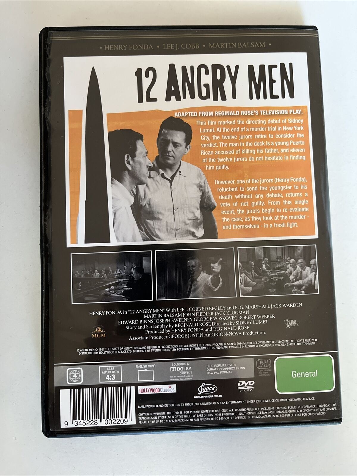 12 Angry Men (DVD, 1957) Henry Fonda, Martin Balsam, John Fiedler. Region 4