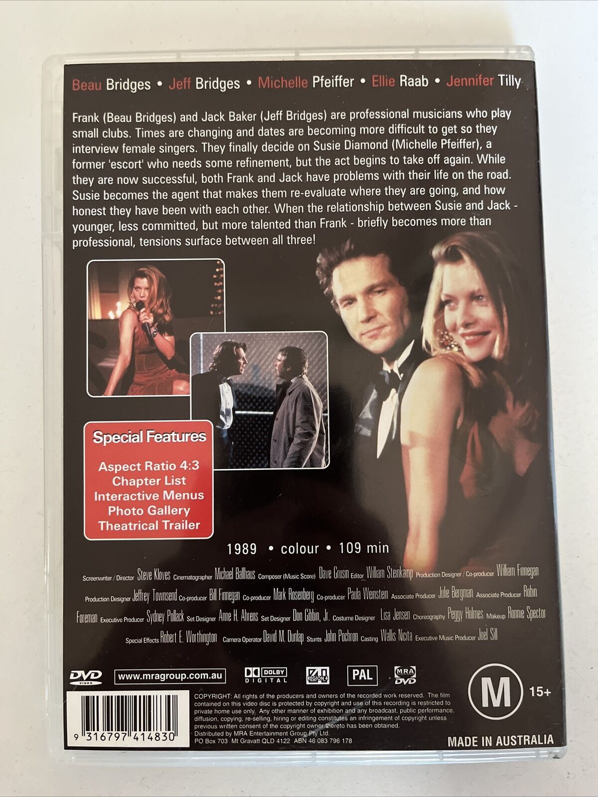 The Fabulous Baker Boys (DVD, 1989) Jeff Bridges, Michelle Pfeiffer. Region 4