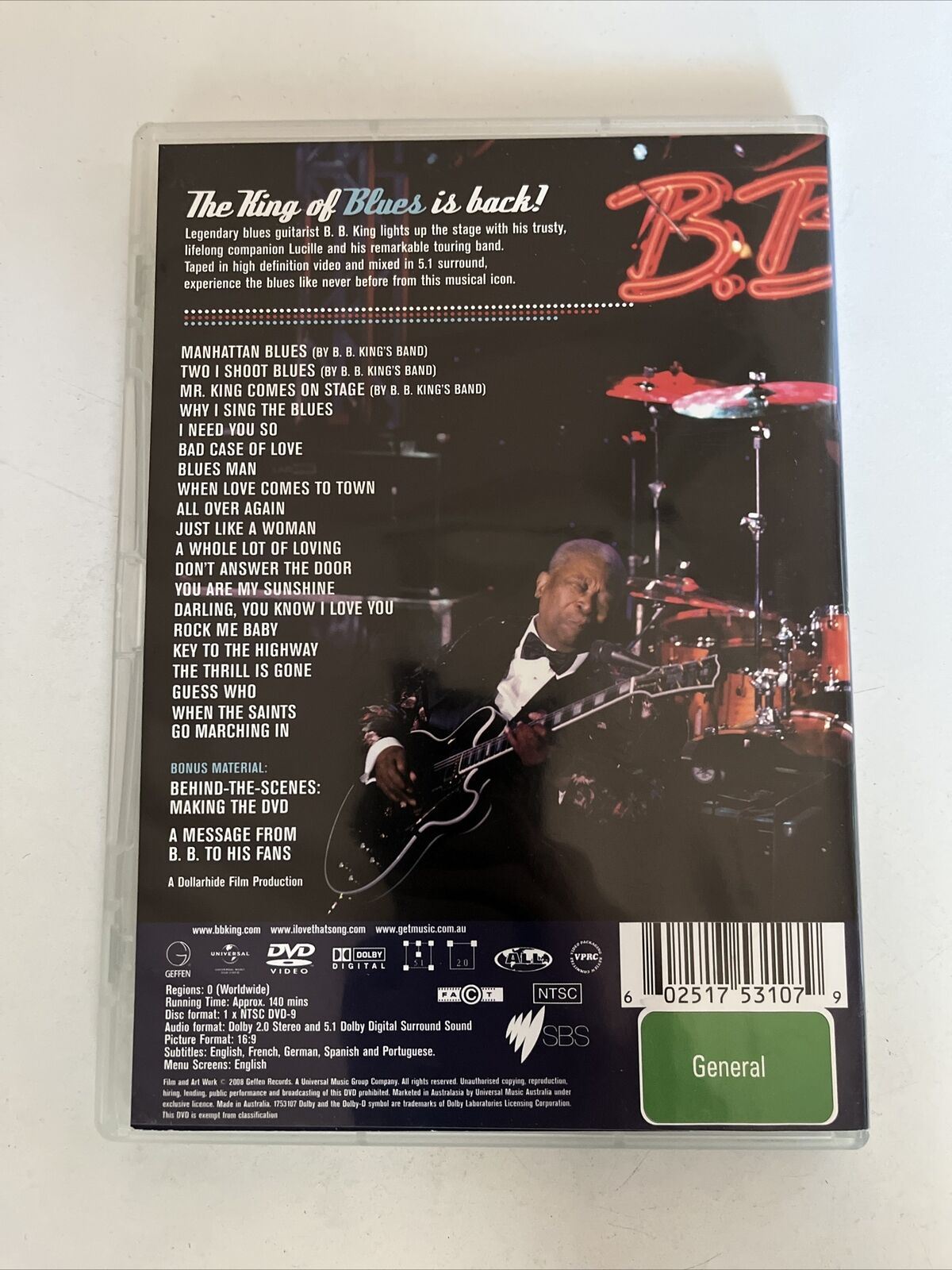 B.B. King – Live (DVD, 2008) All Regions