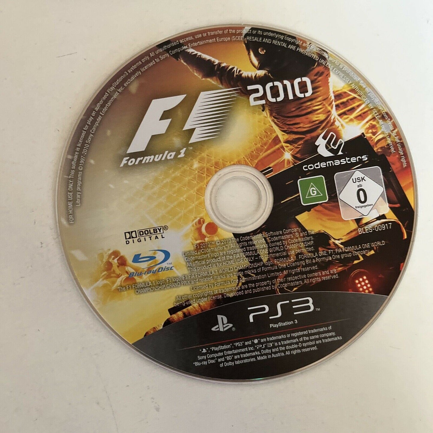 Formula 1 F1 2010 - PS3 Sony PlayStation 3 Game with Manual