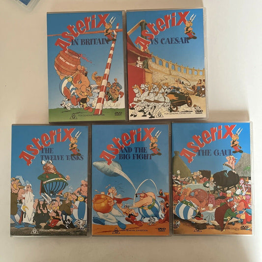 5x Lot Asterix Movies: Britain, Caesar, 12 Tasks, Big Fight, Gaul DVD All Region