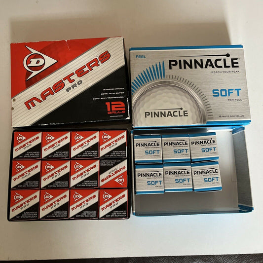 12x Dunlop Masters Pro Golf Balls 6x Pinnacle Soft Golf Balls