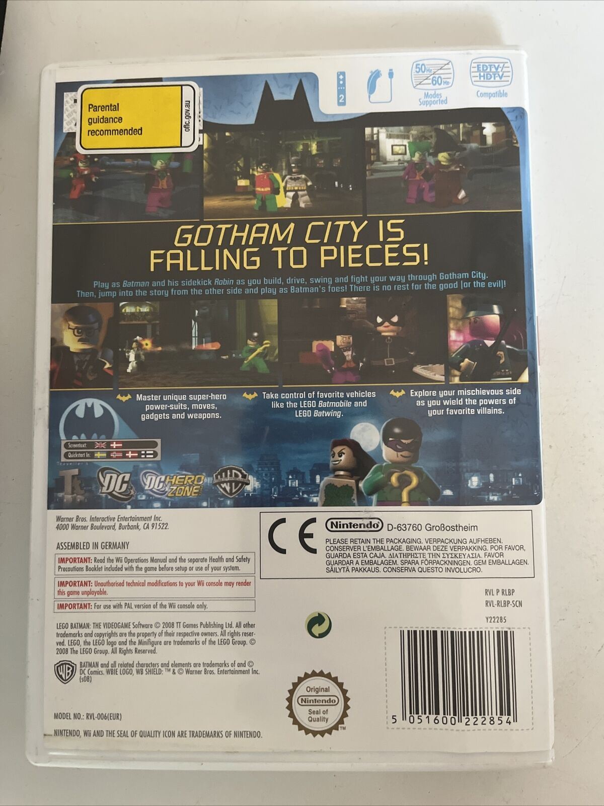 LEGO Batman The VideoGame -  Nintendo Wii PAL Game with Manual