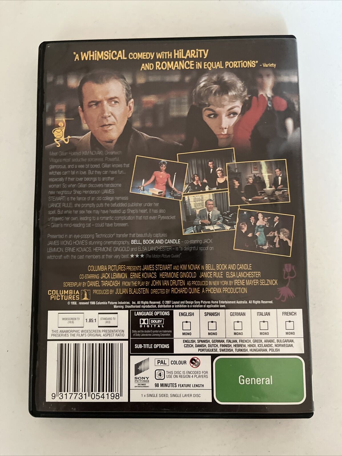 Bell, Book And Candle (DVD, 1958) James Stewart, Kim Novak, Jack Lemmon. Region4