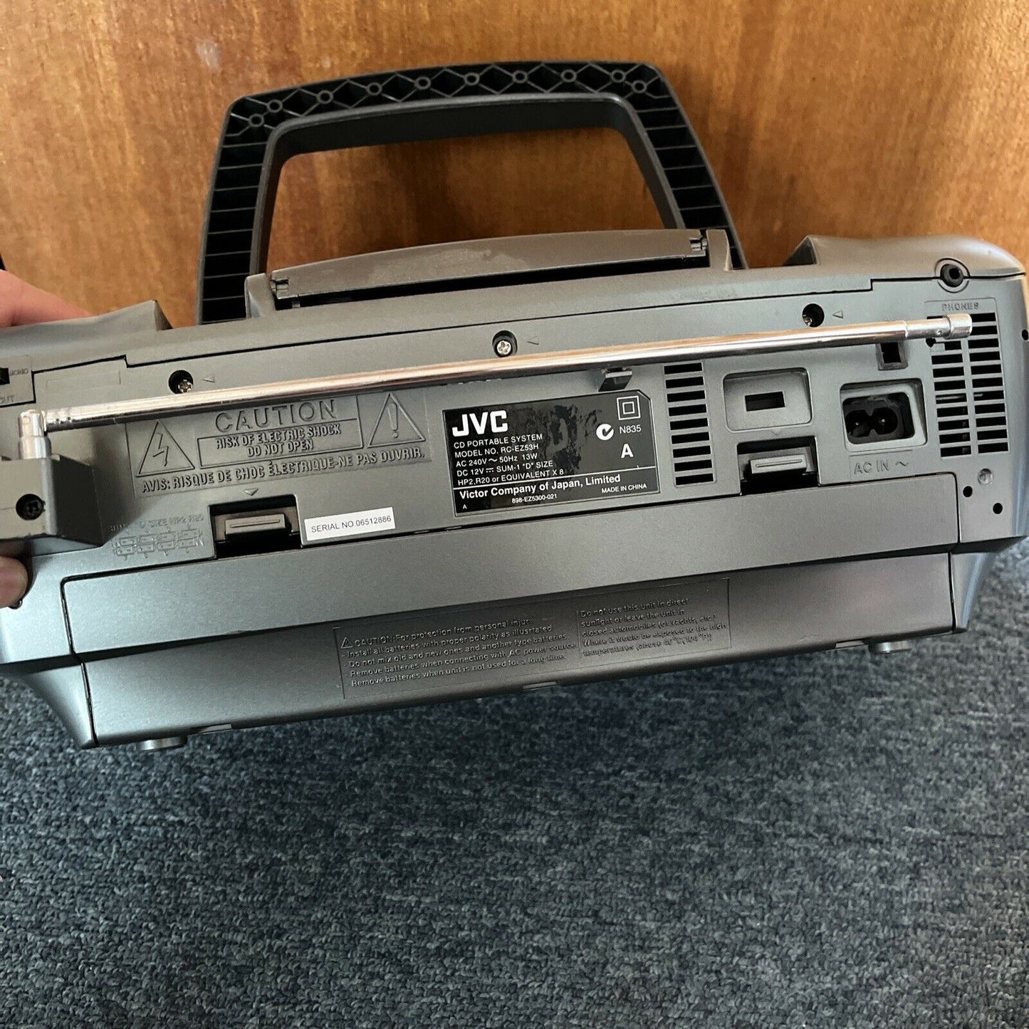 JVC RC-EZ53 Portable Cassette Tape Radio Player CD, CD-R/RW, MP3-CD Boombox