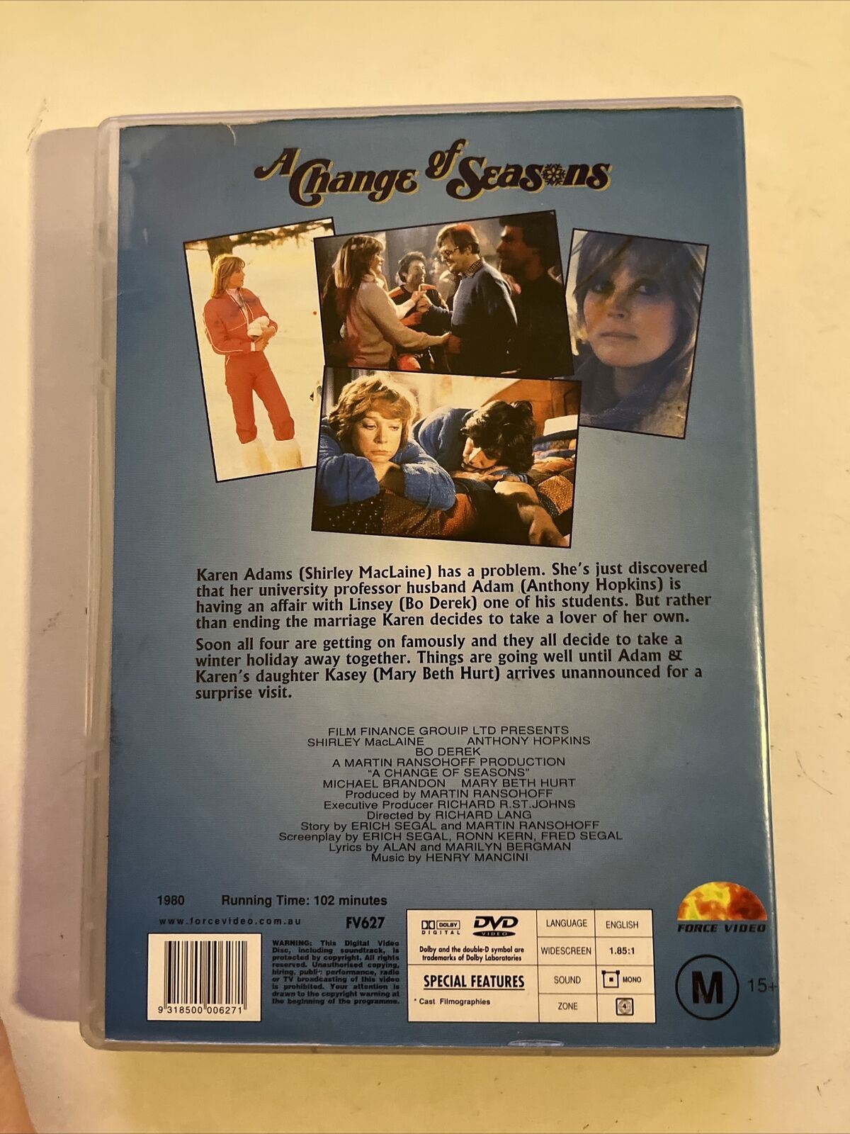 A Change Of Seasons (DVD, 1980) Shirley MacLaine, Anthony Hopkins, Bo Derek