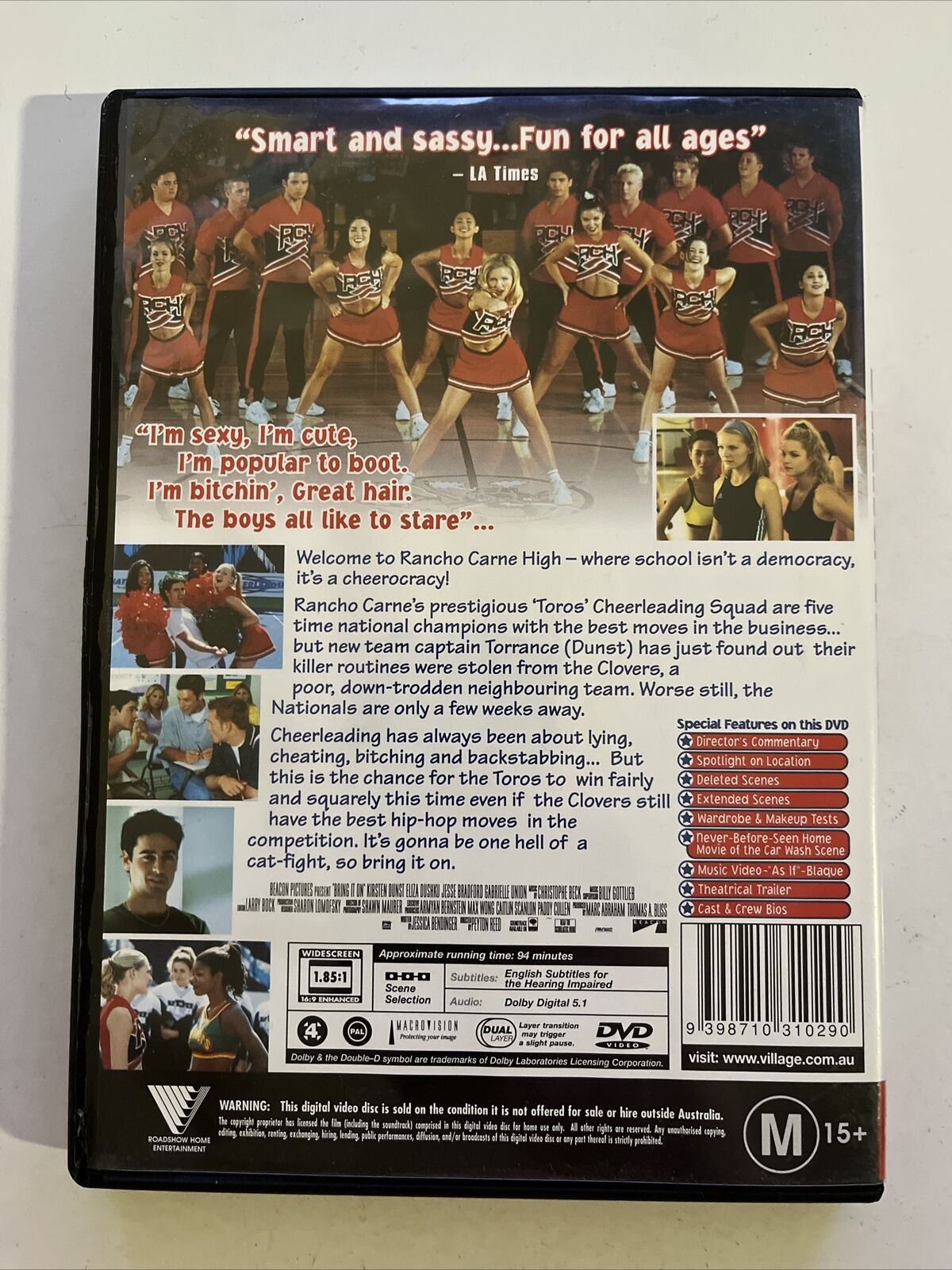 Bring It On  (DVD, 2000) Kirsten Dunst, Eliza Dushku, Jesse Bradford. Region 4