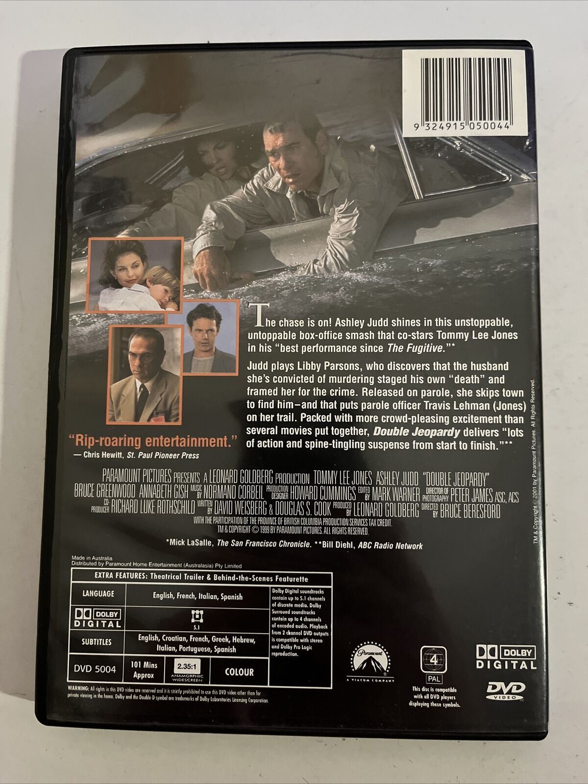 Double Jeopardy (DVD, 1999) Tommy Lee Jones, Ashley Judd. Region 4