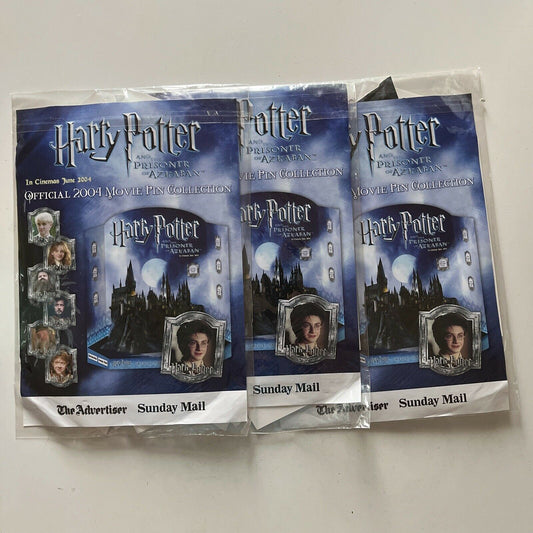 3x Lot Official 2004 Harry Potter Movie Pin Collection Sunday Mail