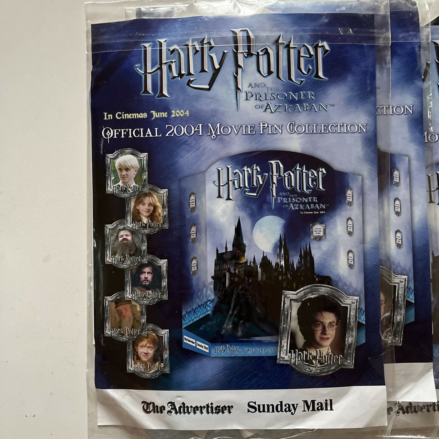 3x Lot Official 2004 Harry Potter Movie Pin Collection Sunday Mail