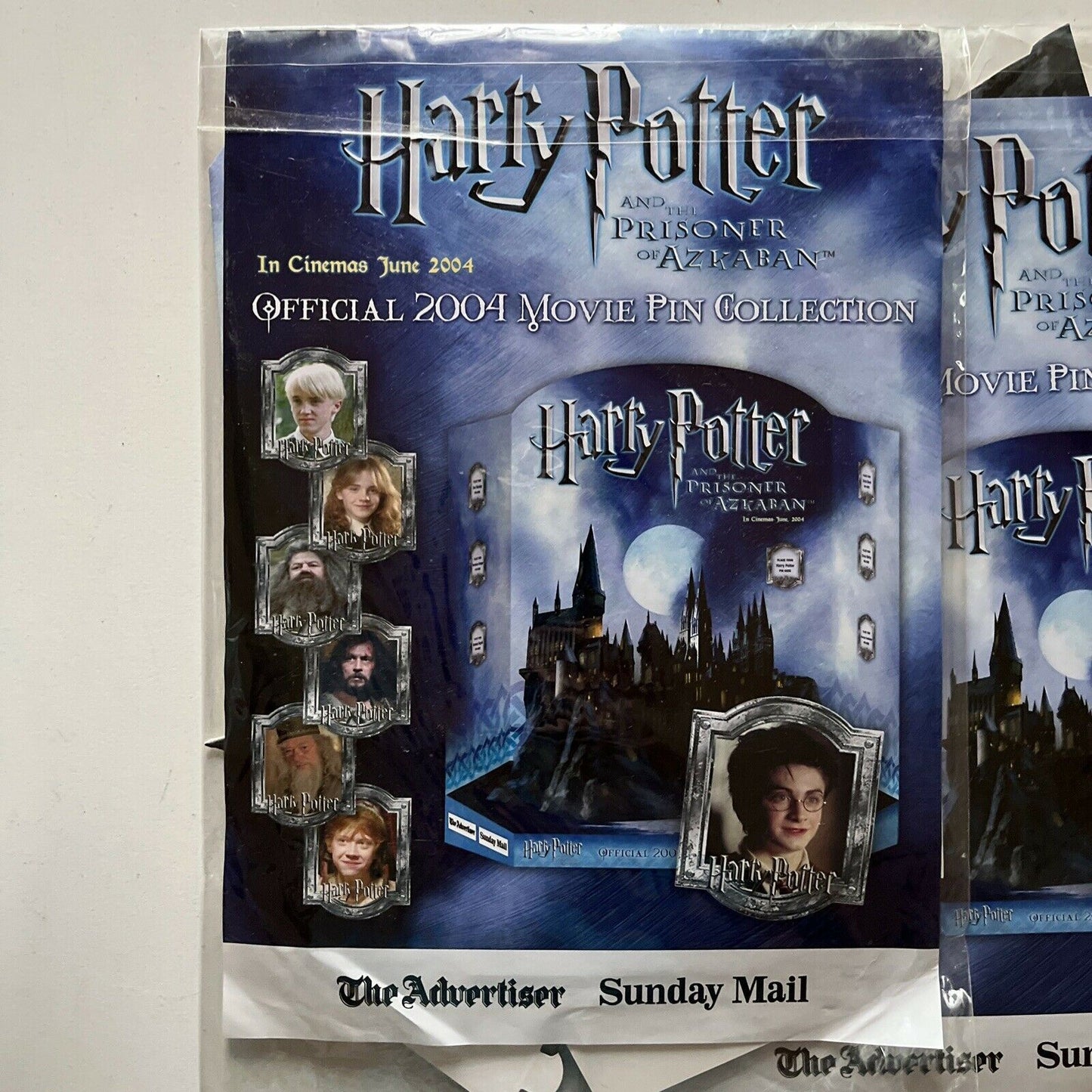 3x Lot Official 2004 Harry Potter Movie Pin Collection Sunday Mail