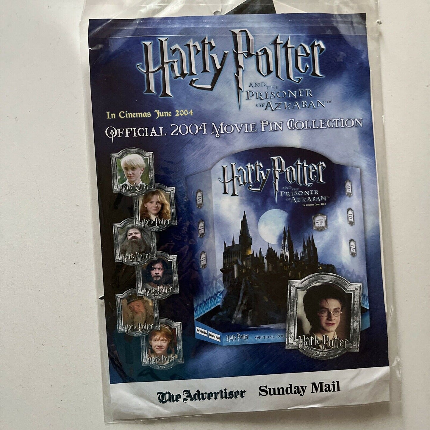 3x Lot Official 2004 Harry Potter Movie Pin Collection Sunday Mail