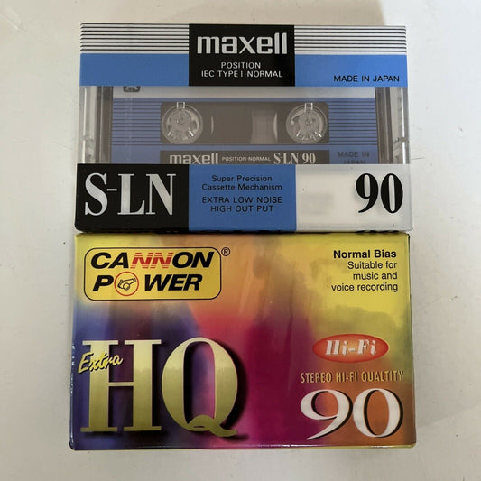2x NEW SEALED Audio Cassette 90 Min Maxell & Cannon Power Blank