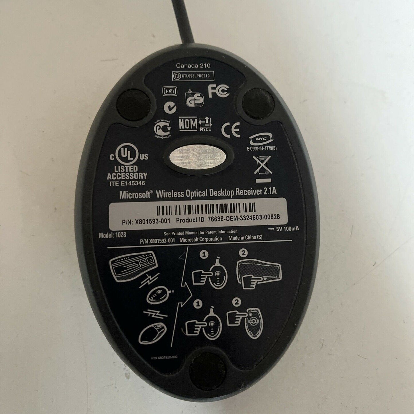 Microsoft Wireless Optical Desktop Receiver 2.1A X901593-001