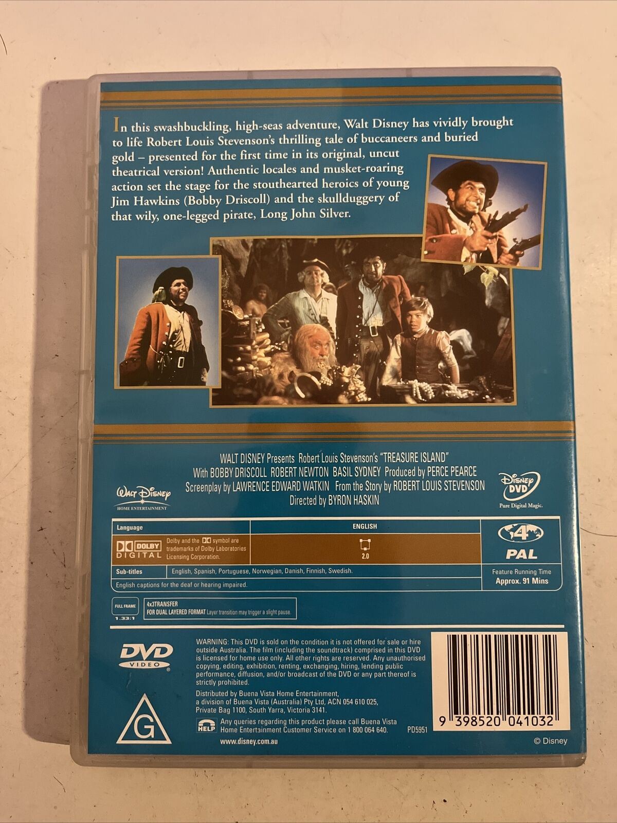 Treasure Island  (DVD, 1950) Bobby Driscoll, Robert Newton. Region 4