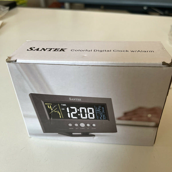 Santek Colourful Travel Digital Clock With Alarm, Temperature, Date Ca