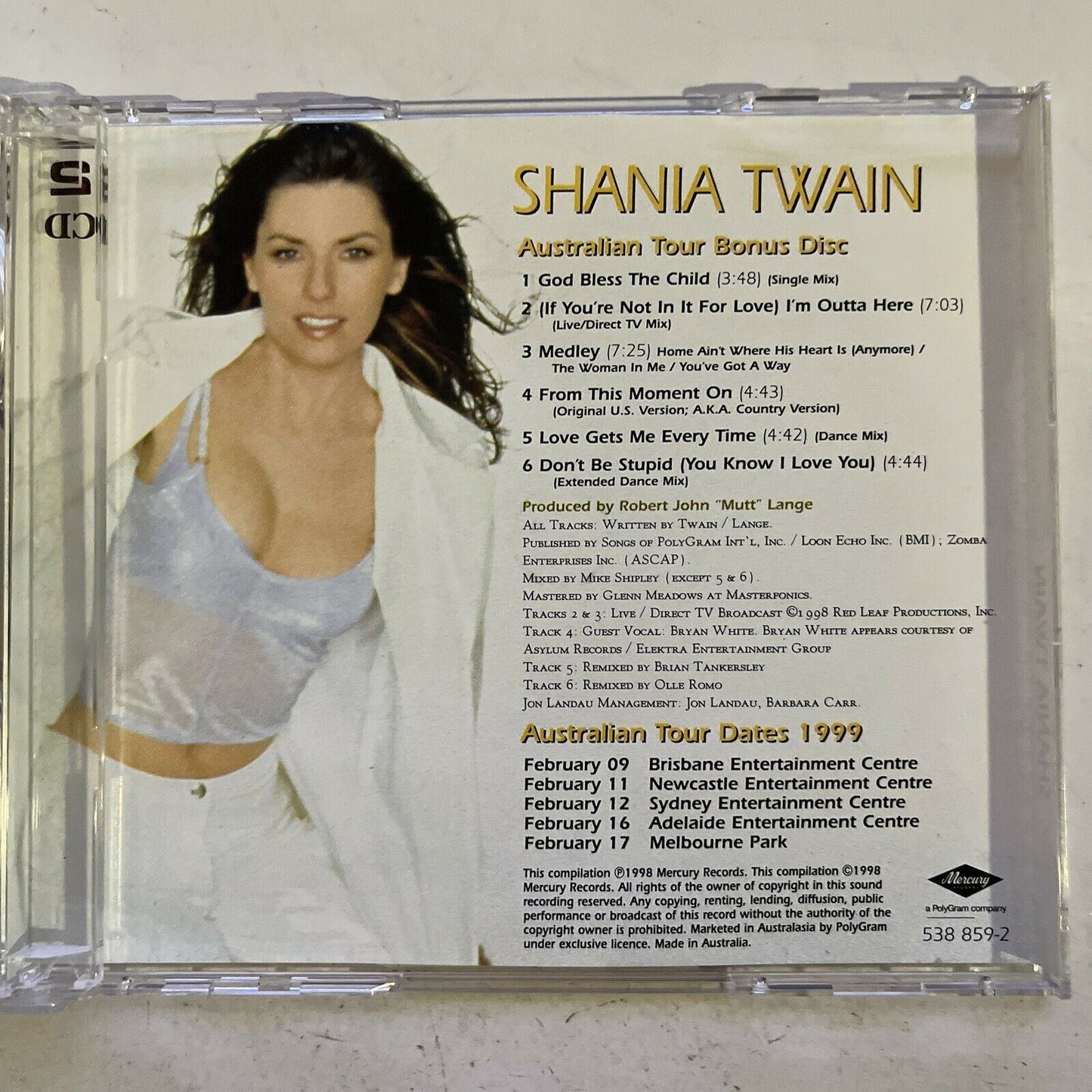 Shania Twain – Come On Over with Australian Bonus Tour CD (CD, 2-Disc, 1997)