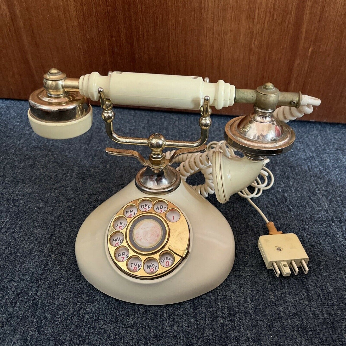 1970's Vintage Victorian Style Sweet Talk Rotary Dial Telephone  Ivory Gold Tone