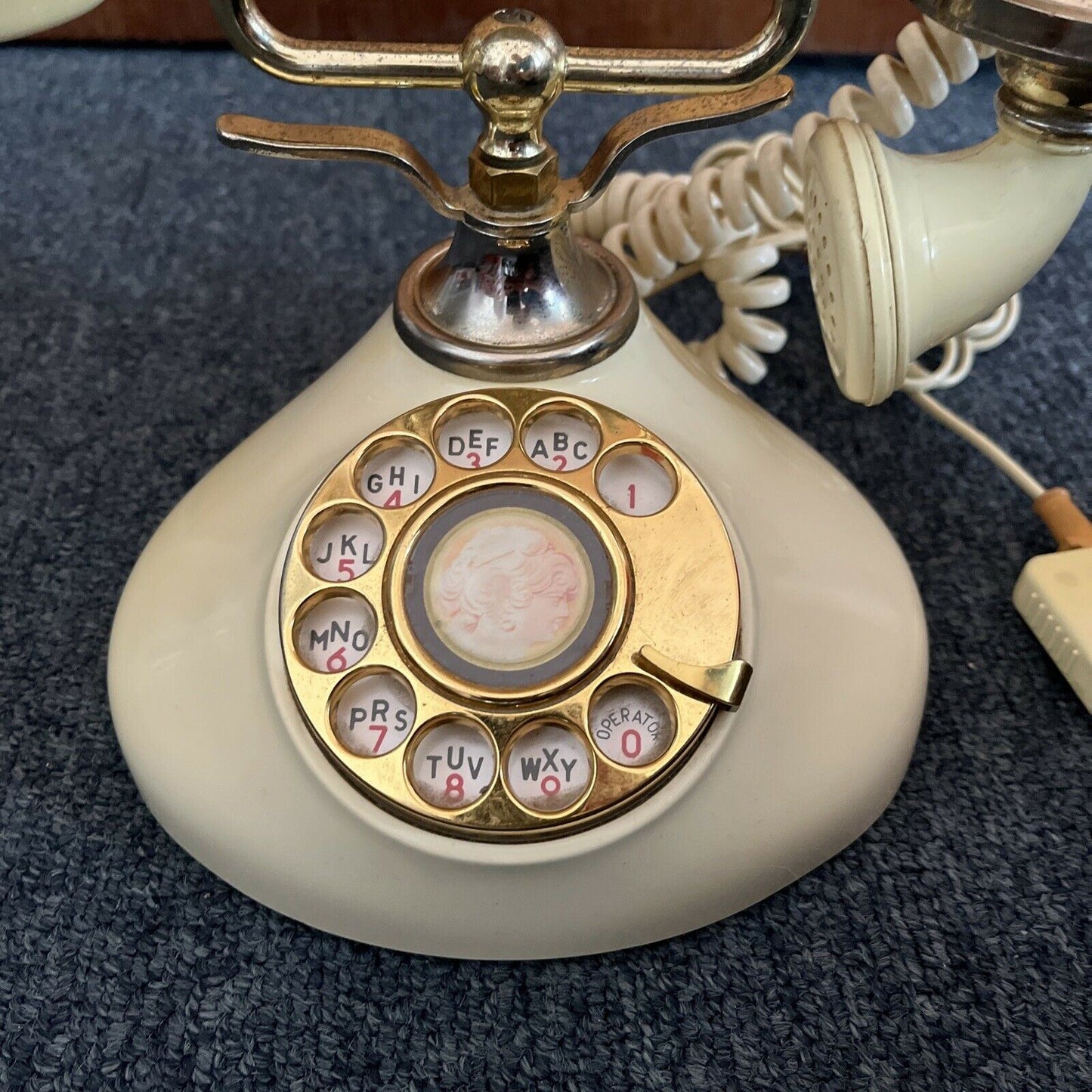 1970's Vintage Victorian Style Sweet Talk Rotary Dial Telephone  Ivory Gold Tone