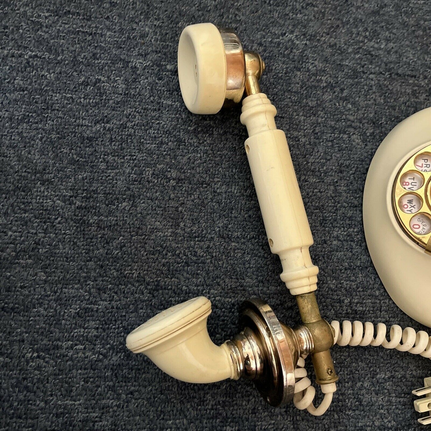 1970's Vintage Victorian Style Sweet Talk Rotary Dial Telephone  Ivory Gold Tone