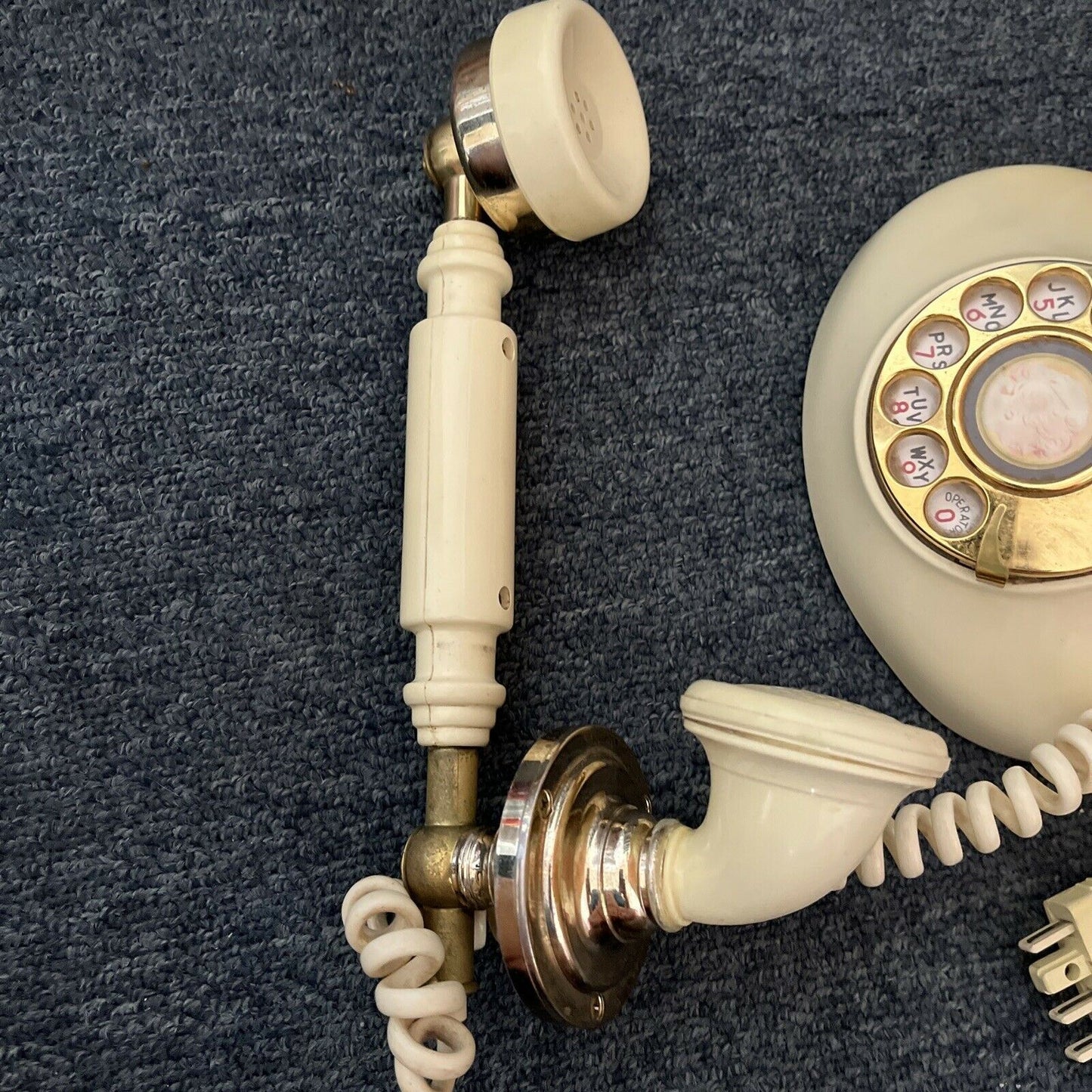 1970's Vintage Victorian Style Sweet Talk Rotary Dial Telephone  Ivory Gold Tone