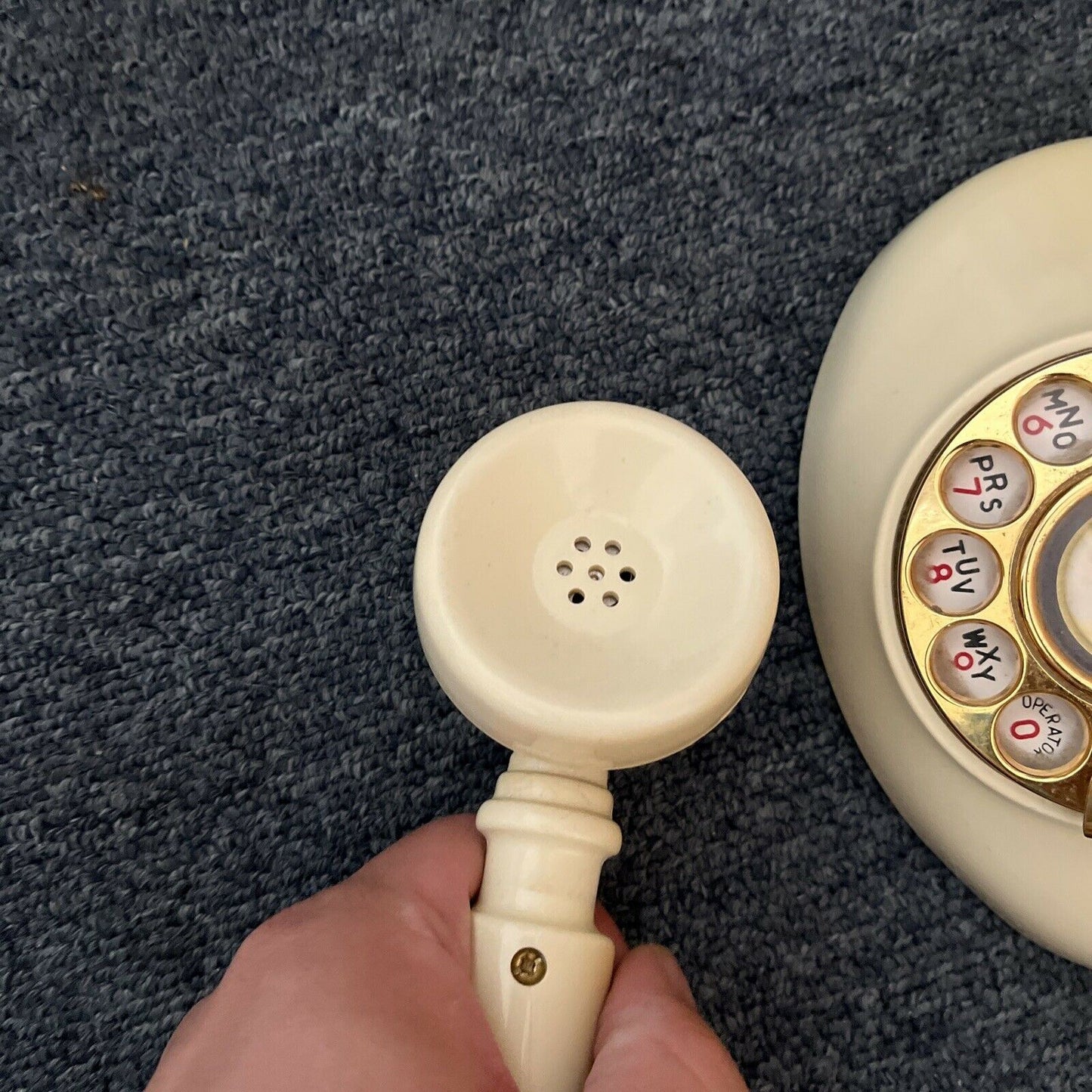 1970's Vintage Victorian Style Sweet Talk Rotary Dial Telephone  Ivory Gold Tone