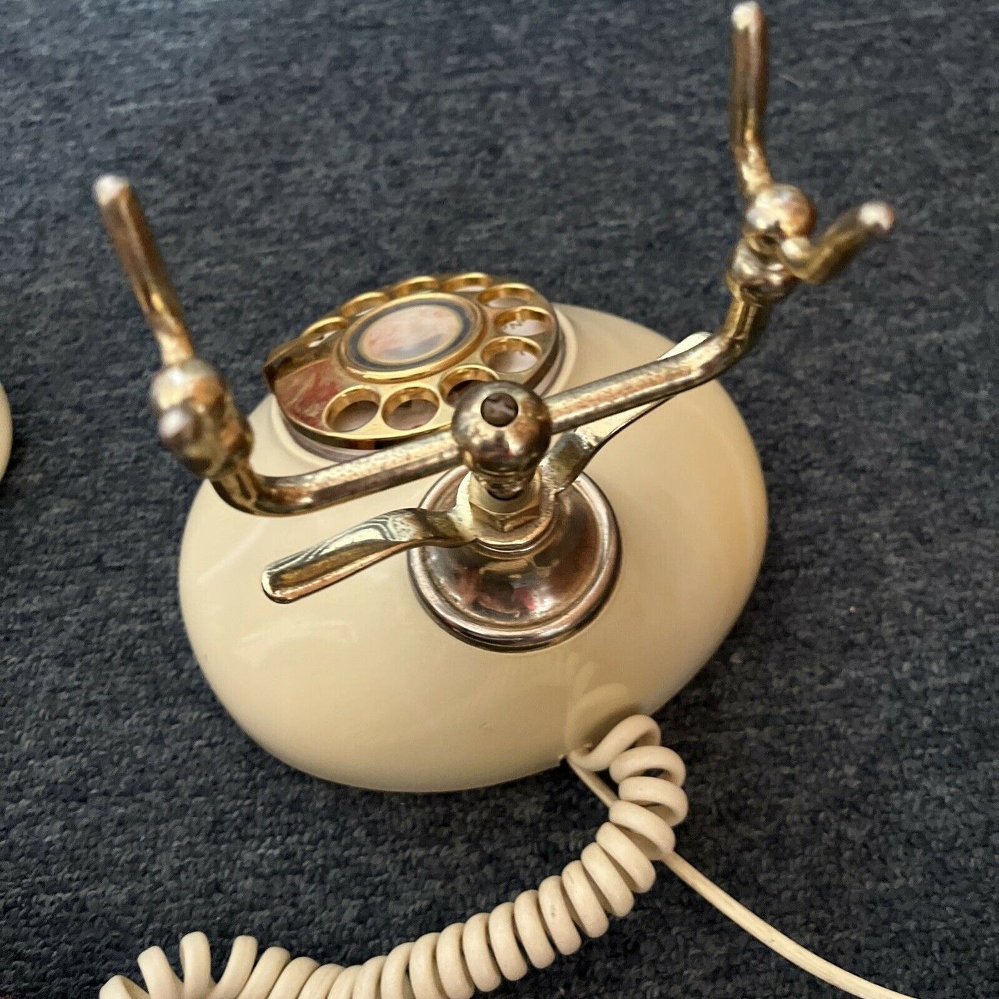 1970's Vintage Victorian Style Sweet Talk Rotary Dial Telephone  Ivory Gold Tone