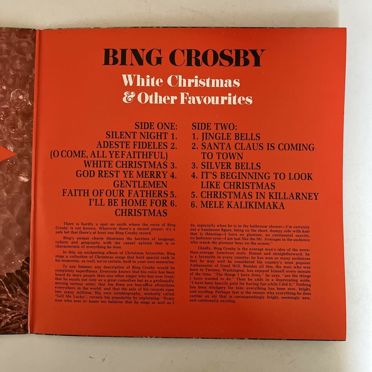 Bing Crosby – White Christmas & Other Favourites Vinyl Record LP