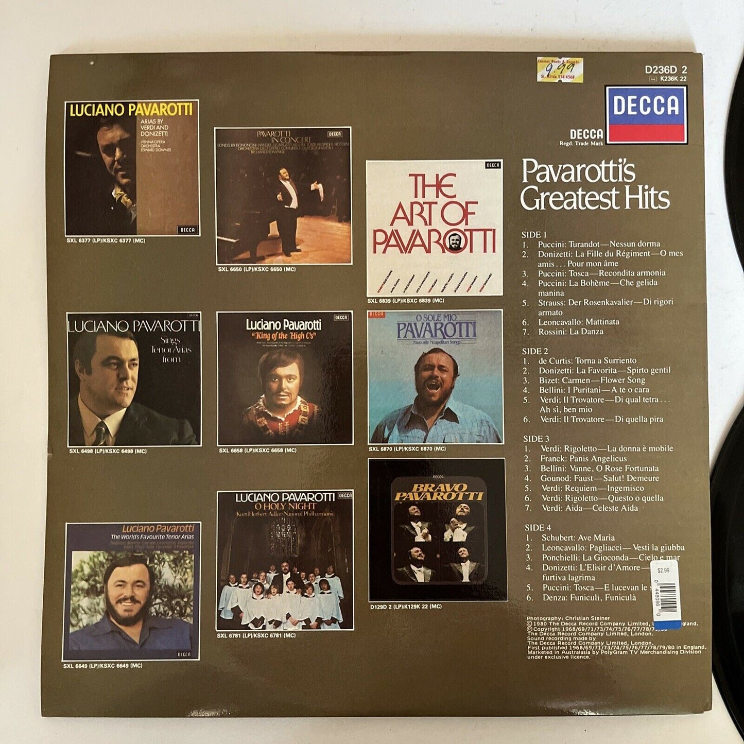 Luciano Pavarotti – Pavarotti's Greatest Hits 1980 Vinyl Record