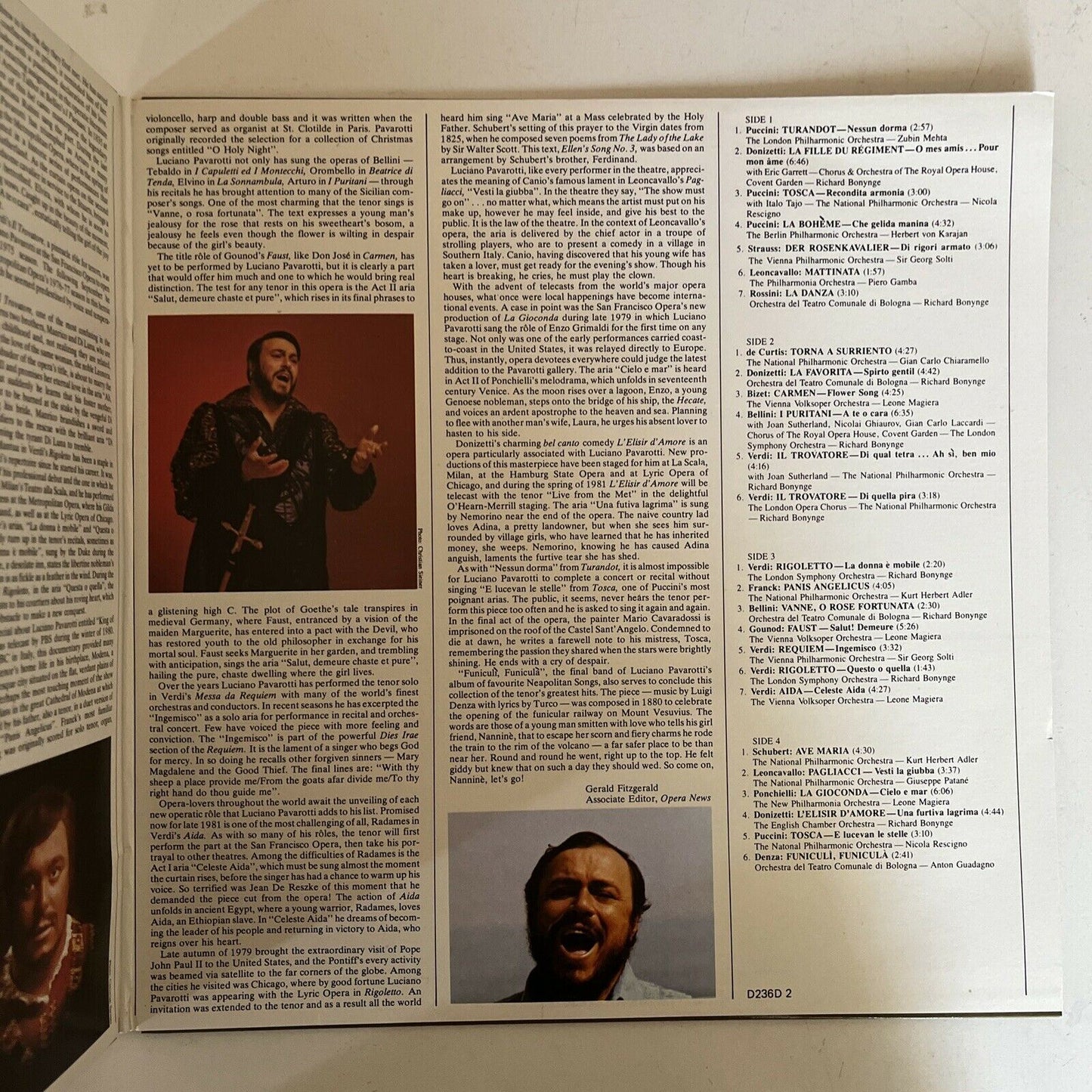 Luciano Pavarotti – Pavarotti's Greatest Hits 1980 Vinyl Record