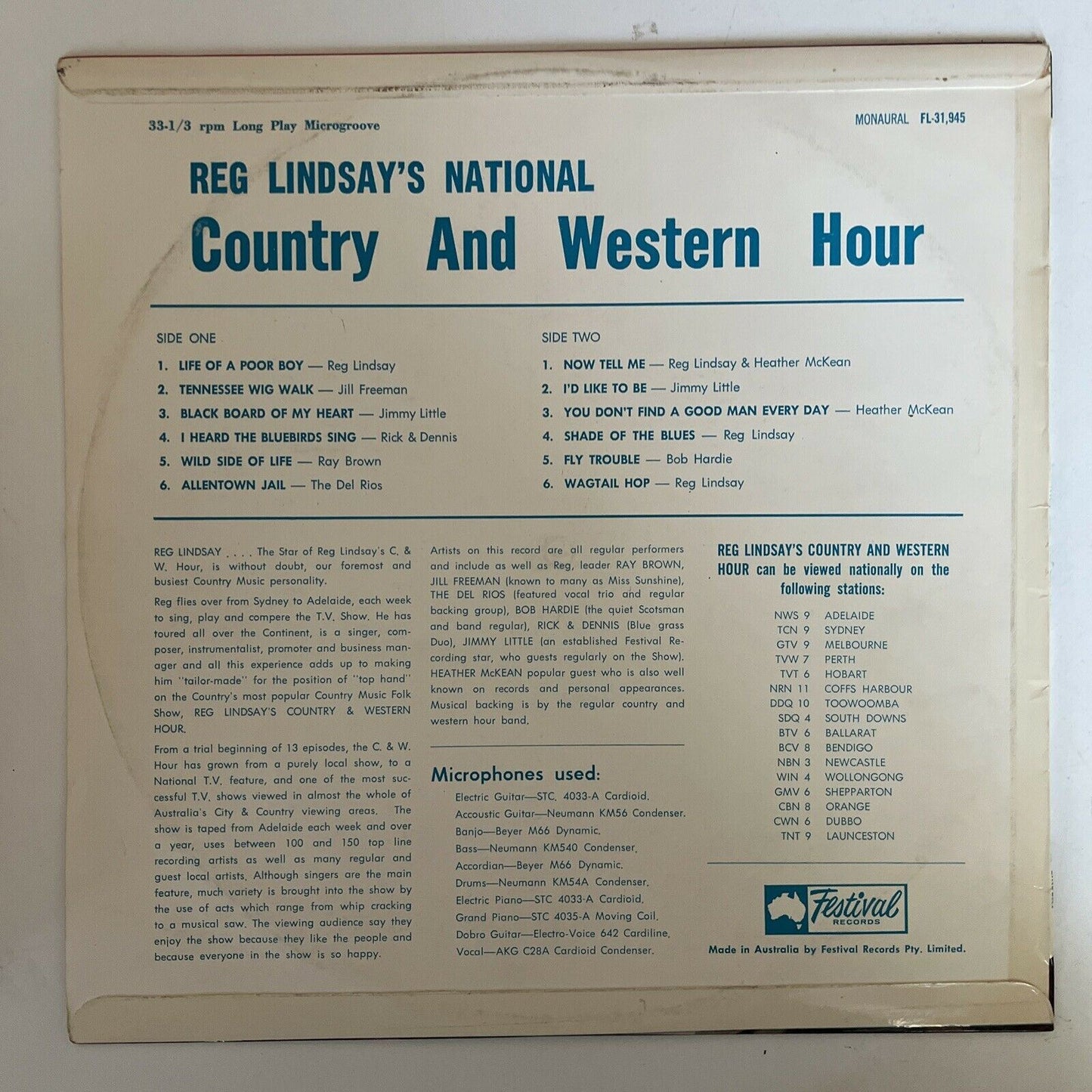 Reg Lindsay – Reg Lindsay's National Country & Western Hour LP Vinyl Record 1966