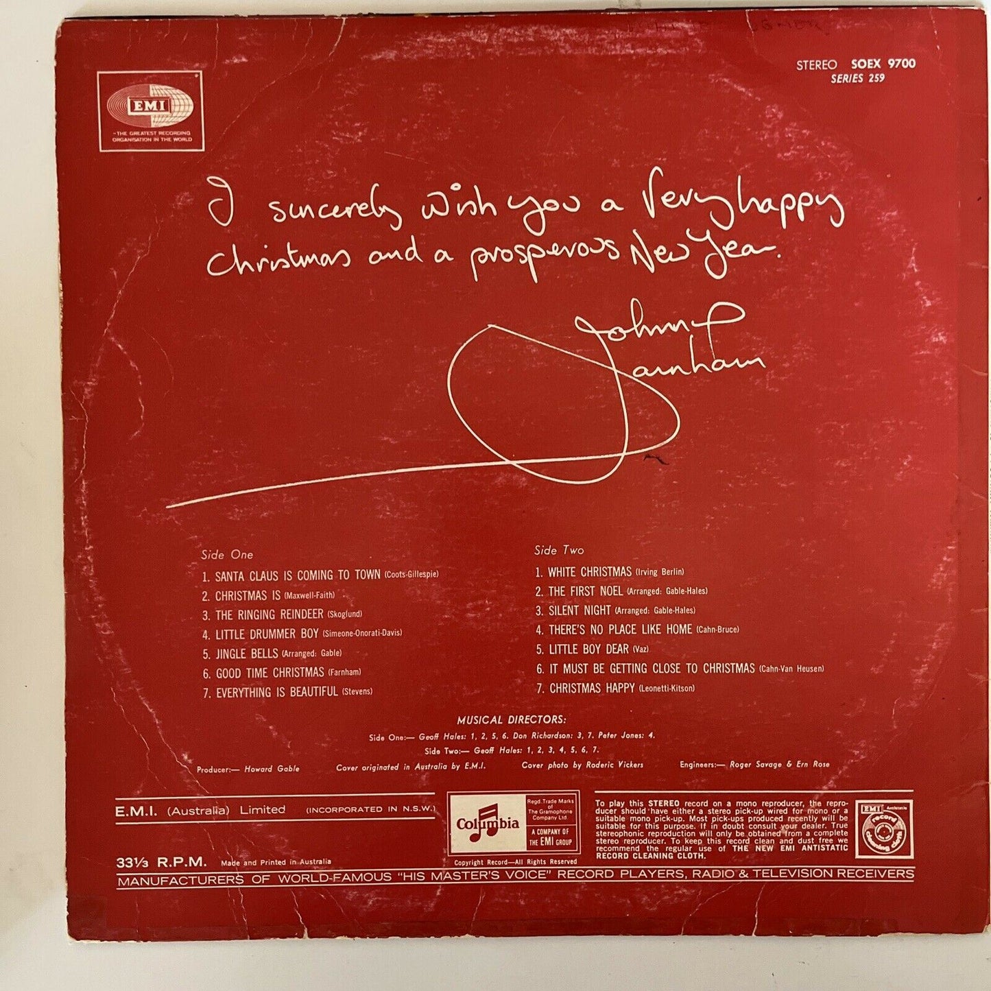 Johnny Farnham – Christmas Is... Johnny Farnham 1970 Vinyl Record LP