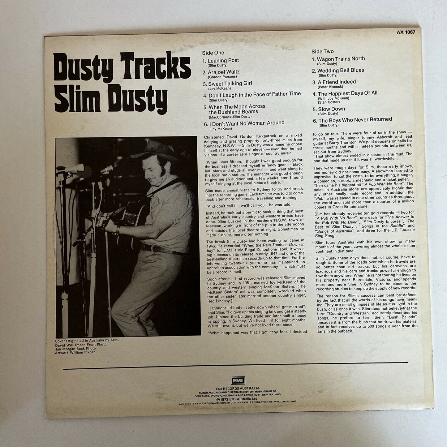 Slim Dusty - Dusty Tracks 1973 Vinyl Record LP