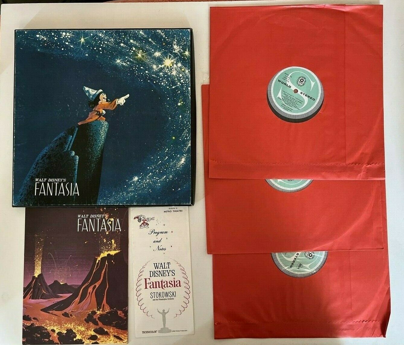 Walt Disney Fantasia - 3 LP Box Set Vinyl Record Stereo /w Program Club Edition