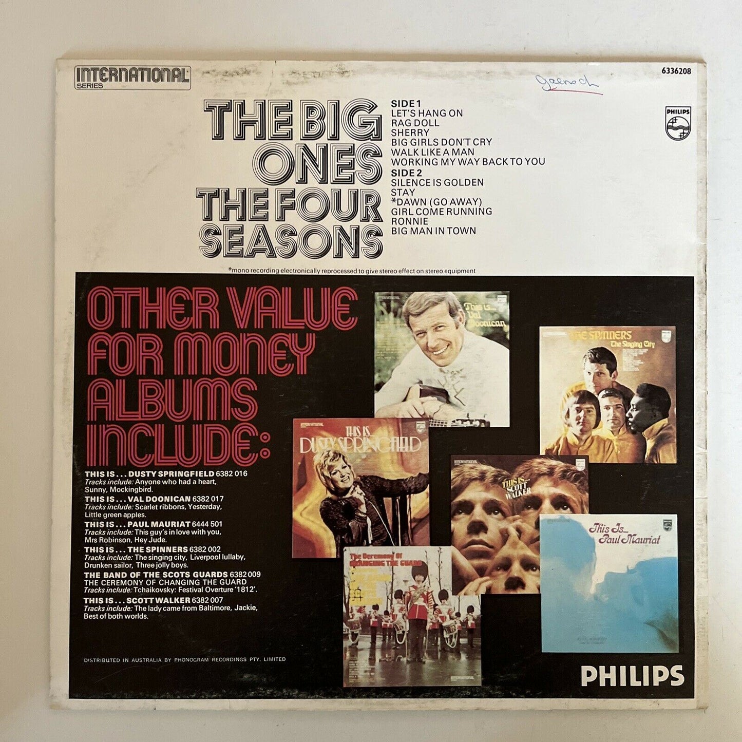 The Four Seasons - The Big Ones 1971 Vinyl Record LP