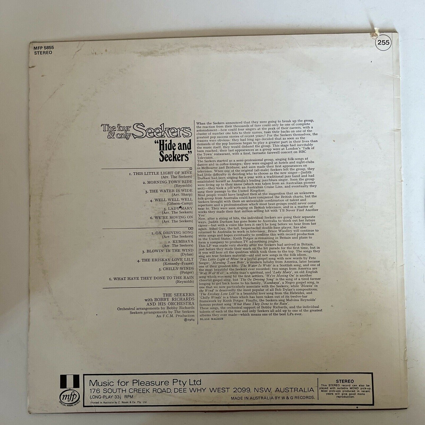 The Seekers - The Four And Only 1969 Vinyl Record LP