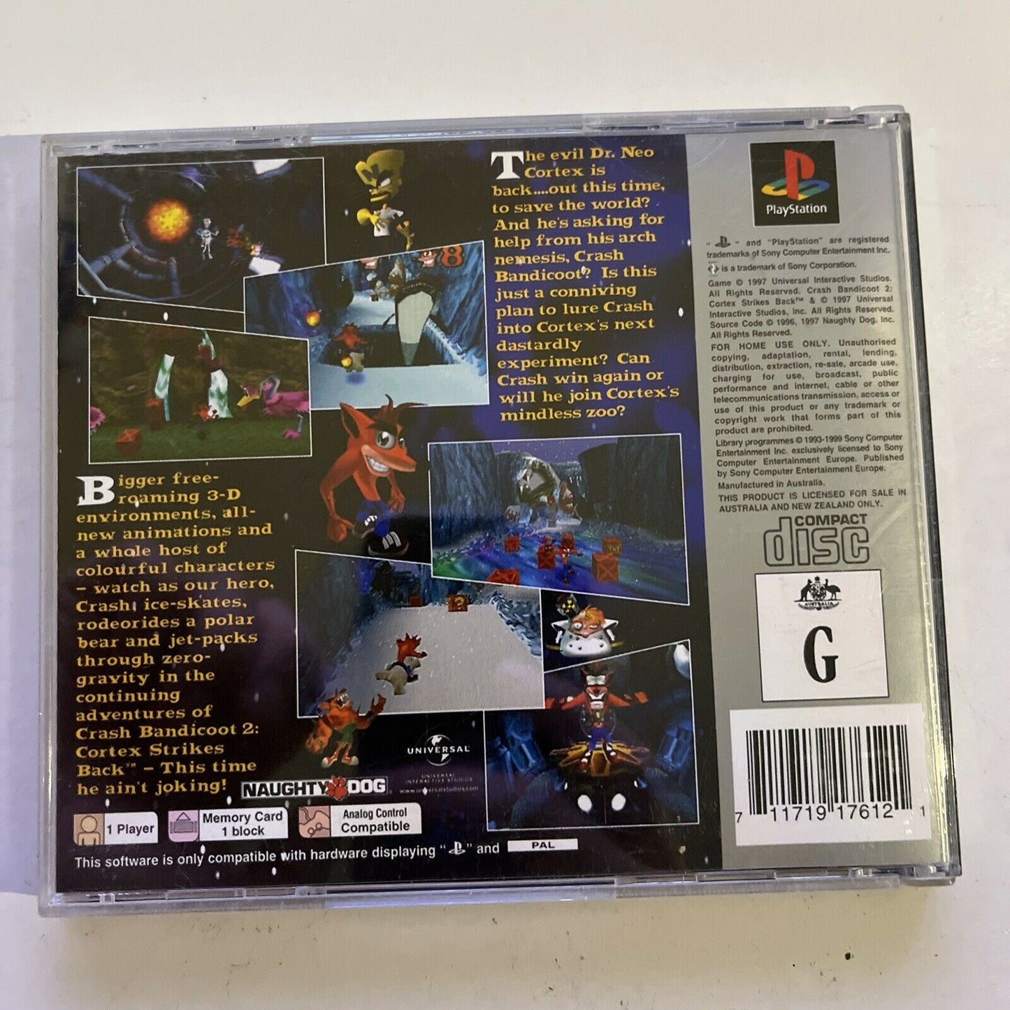 Crash Bandicoot 2: Cortex Strikes Back - Sony Playstation PS1 PAL Game