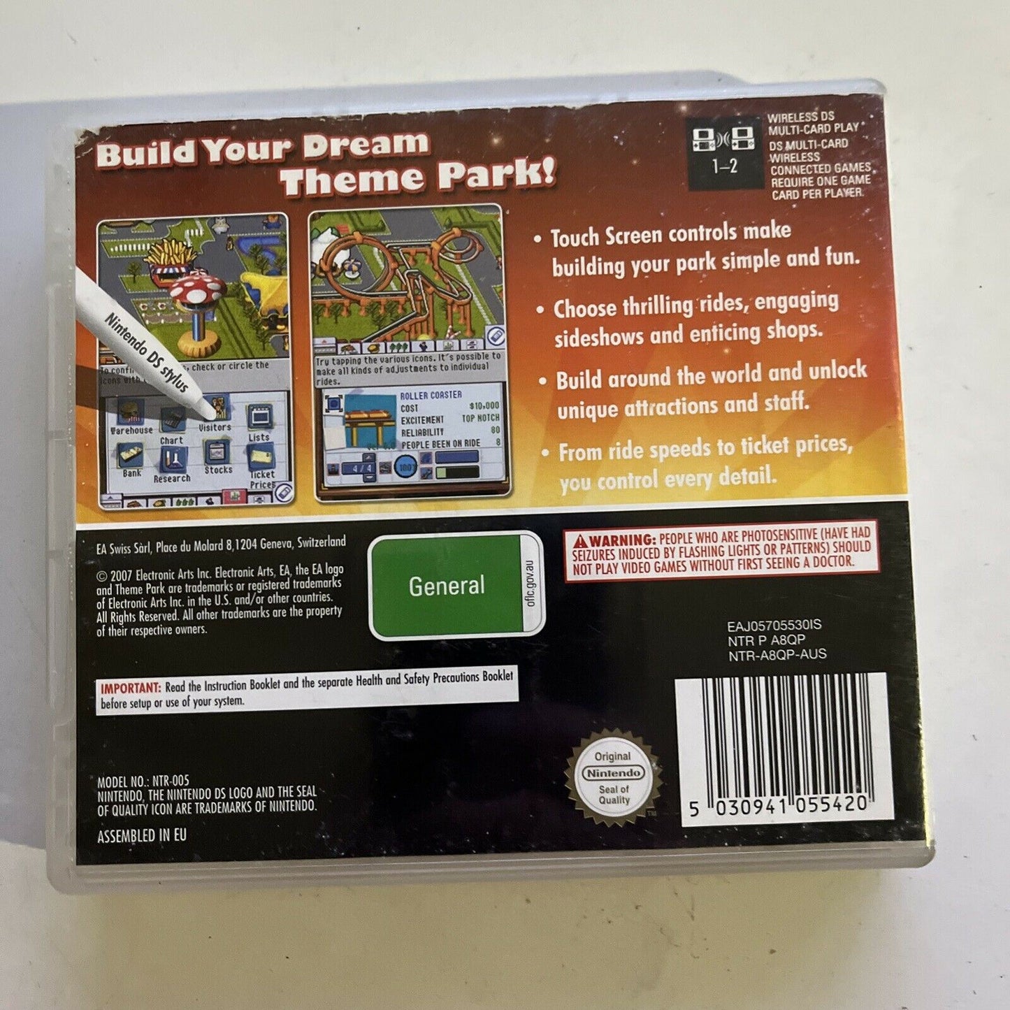 Theme Park - Nintendo DS NDS Game Complete with Manual