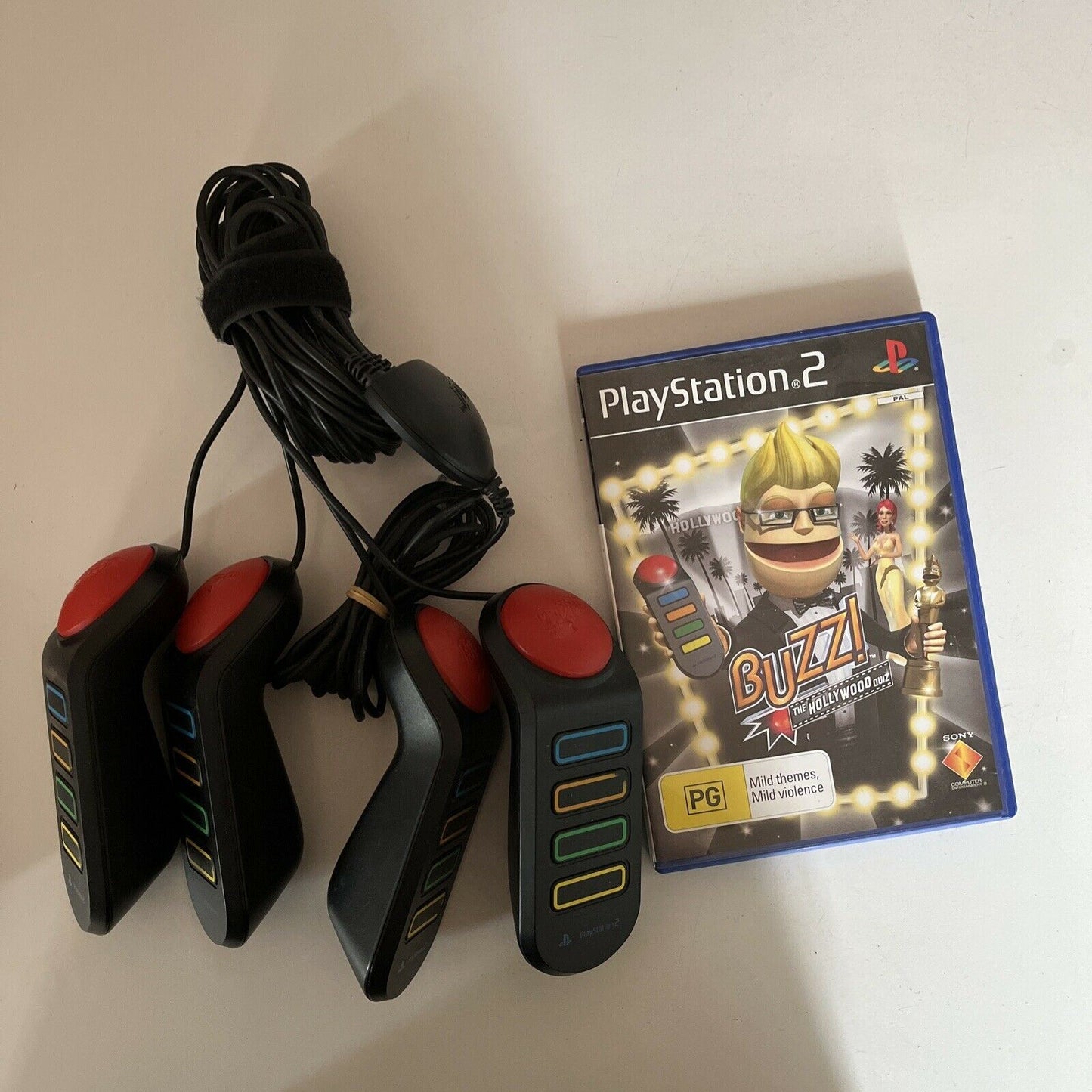 Buzz The Hollywood Quiz Bundle With Controllers - Sony Playstation 2 PS2 PAL