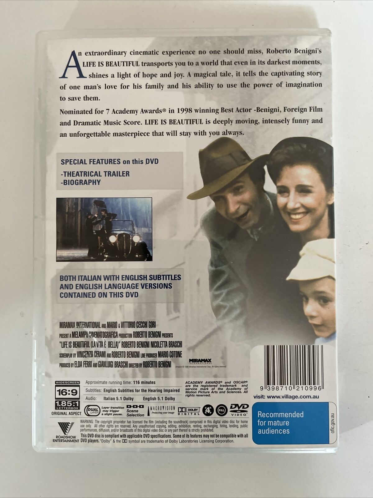 Life Is Beautiful (DVD, 1997) Roberto Benigni, Nicoletta Braschi. Italian Film