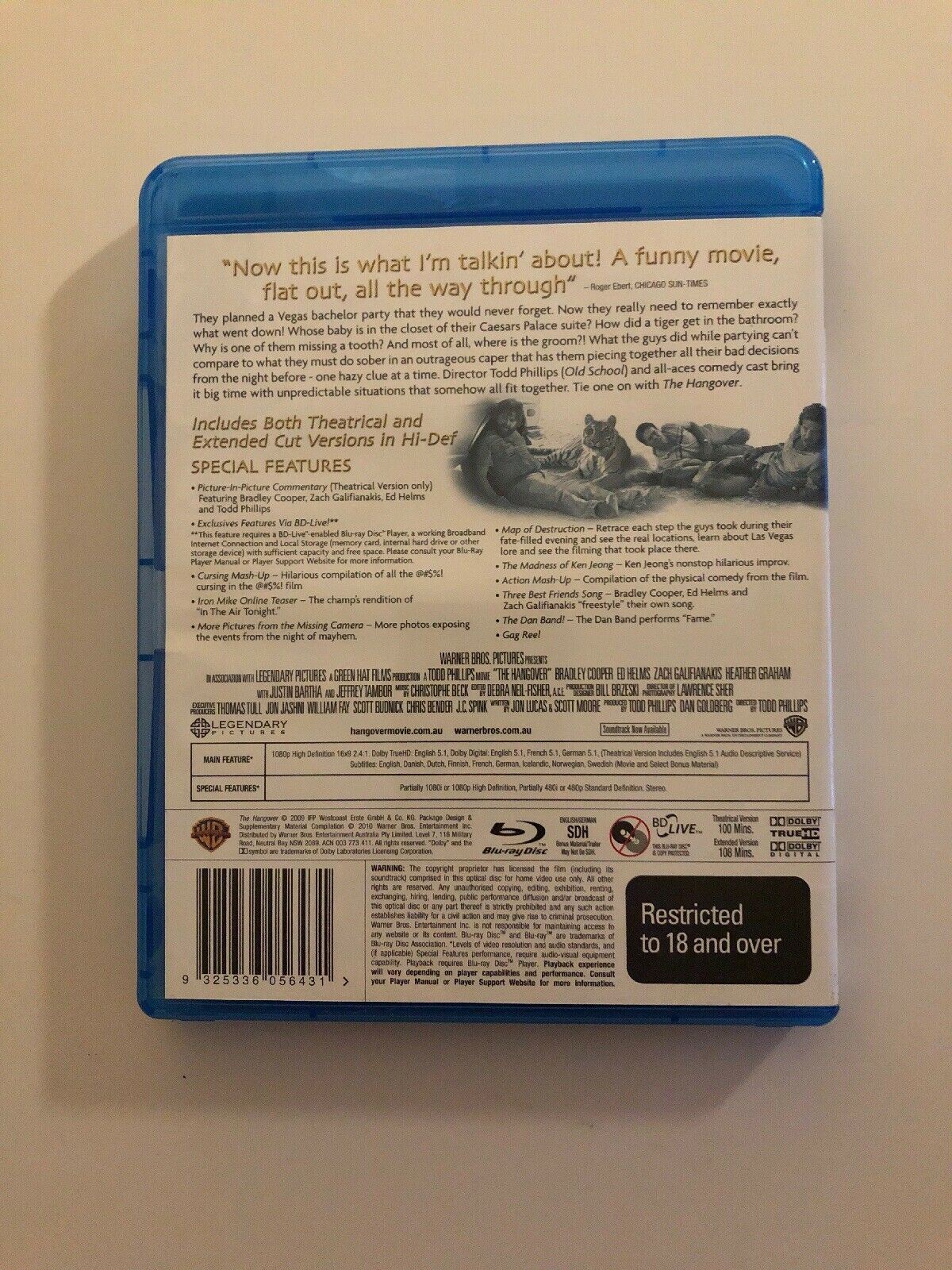 The Hangover (Blu-ray, 2009) Bradley Cooper, Zach Galifianakis. Region B