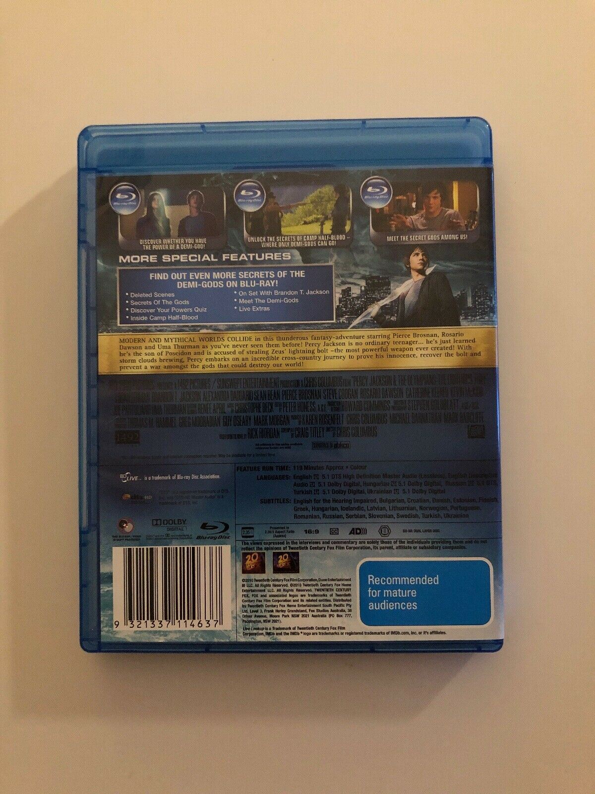 Percy Jackson And The Lightning Thief (Blu-ray, 2010) Region B